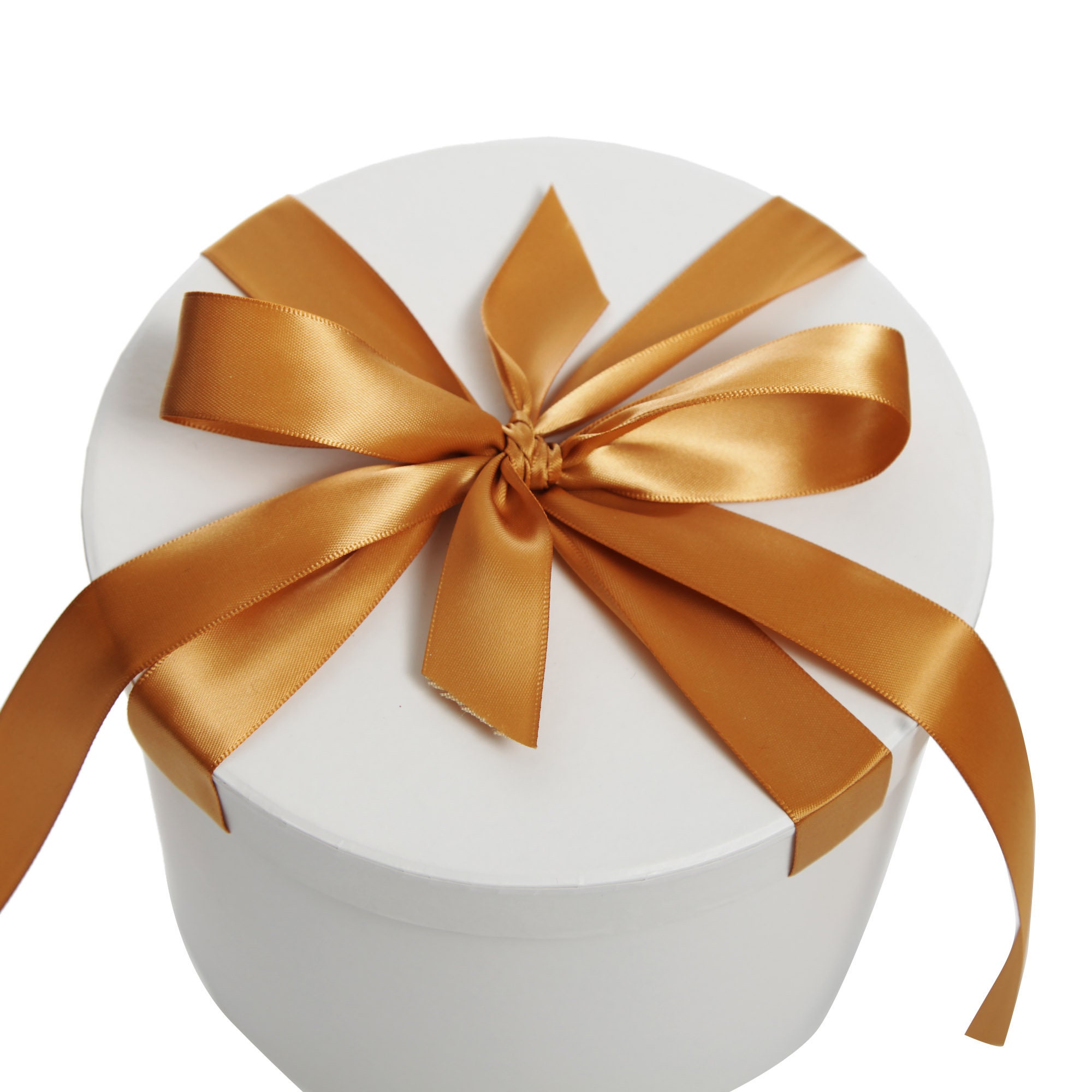 Personalised White Round Gift Box With Gold Ribbon Bow Etsy Australia