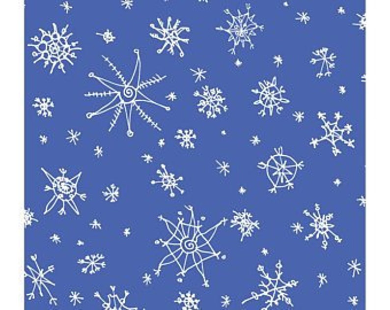 Clothworks Winter Love Snowflakes Light Royal Blue Fabric