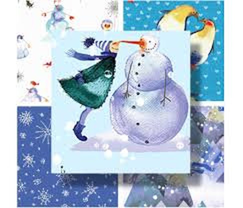 Clothworks Winter Love Snowflakes Light Royal Blue Fabric