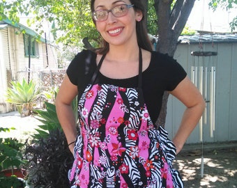 Apron/ woman's apron/ zebra stripe pink apron