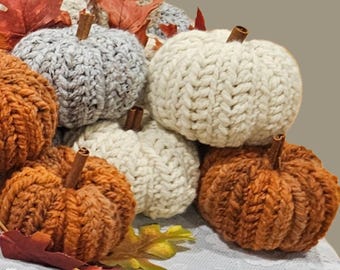 Knit Crochet Pumpkin: Rustic Handmade Fall Decor, Cinnamon Stick Stem