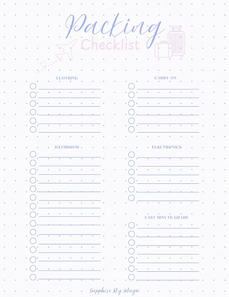 Magical Planning - Packing Checklist - File Only - Etsy