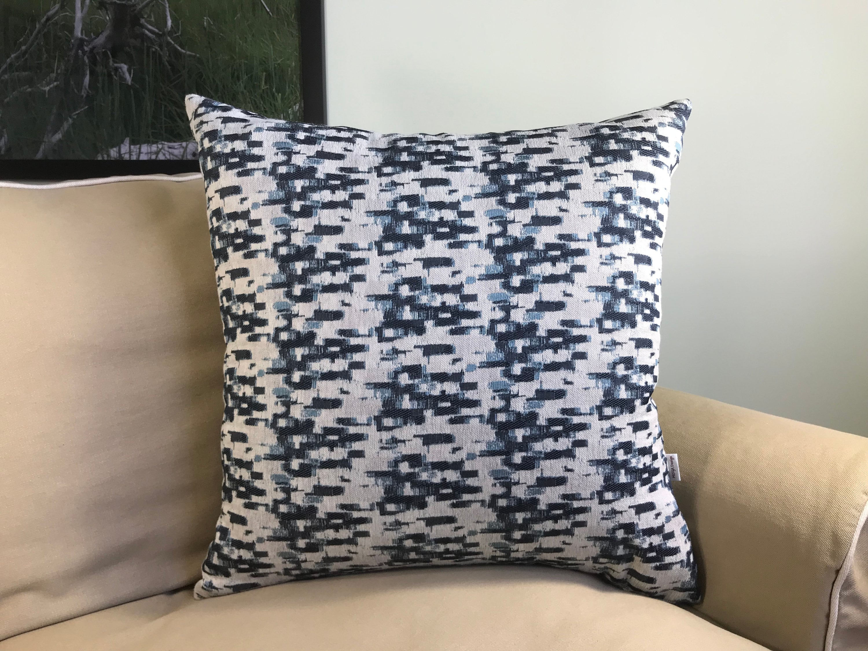 Decorative Cushion Dark Blue and Grey Double Sided Square - Etsy