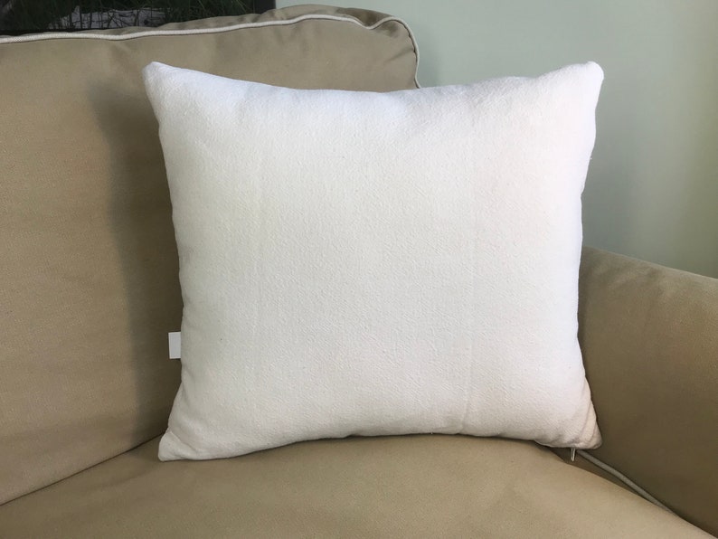 White cotton decorative pillow white pillow cover with blue Etsy
