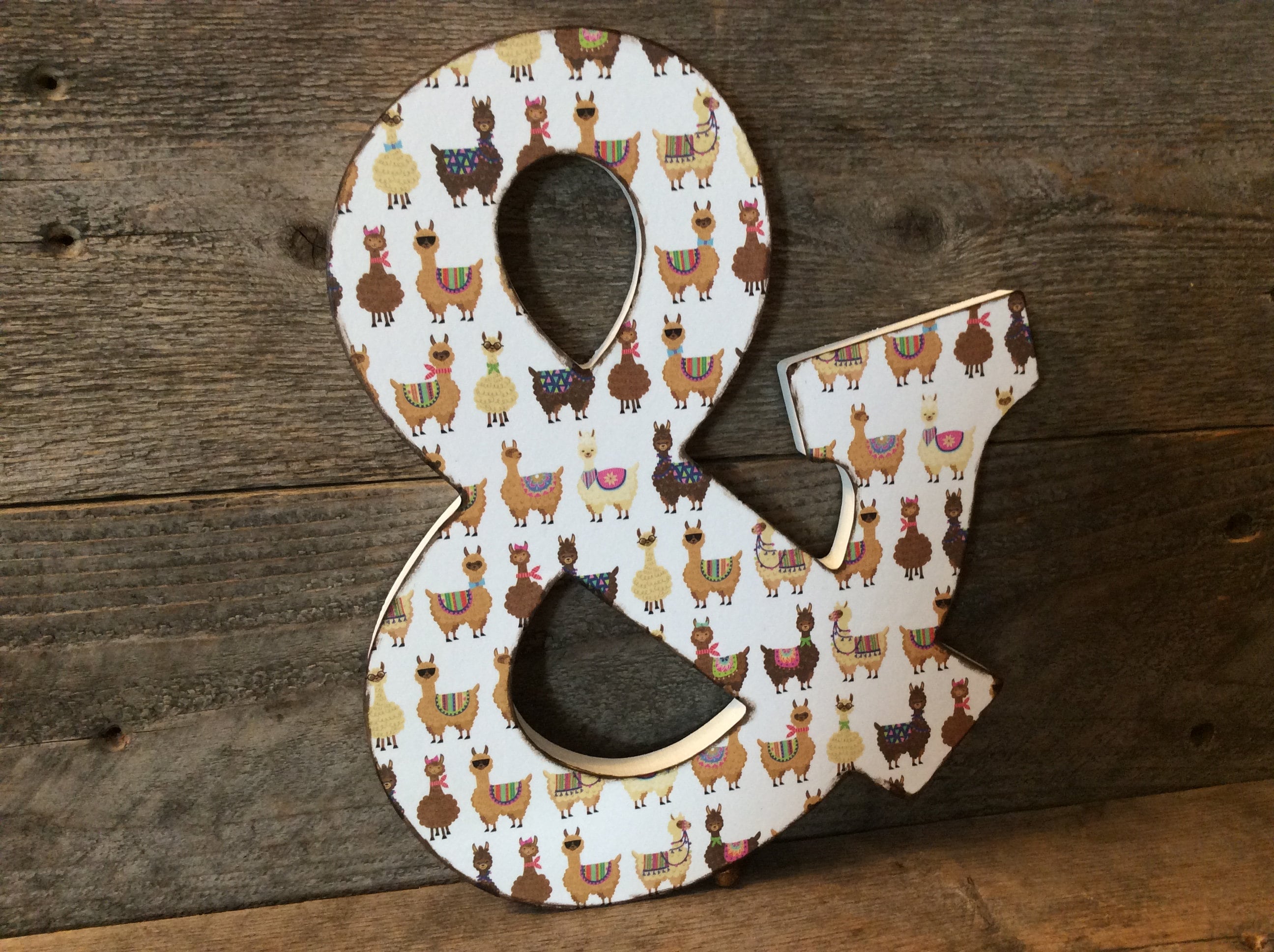 9 Inch Letter | Ampersand | Wooden Letter Wall Decor | Llamas | Baby