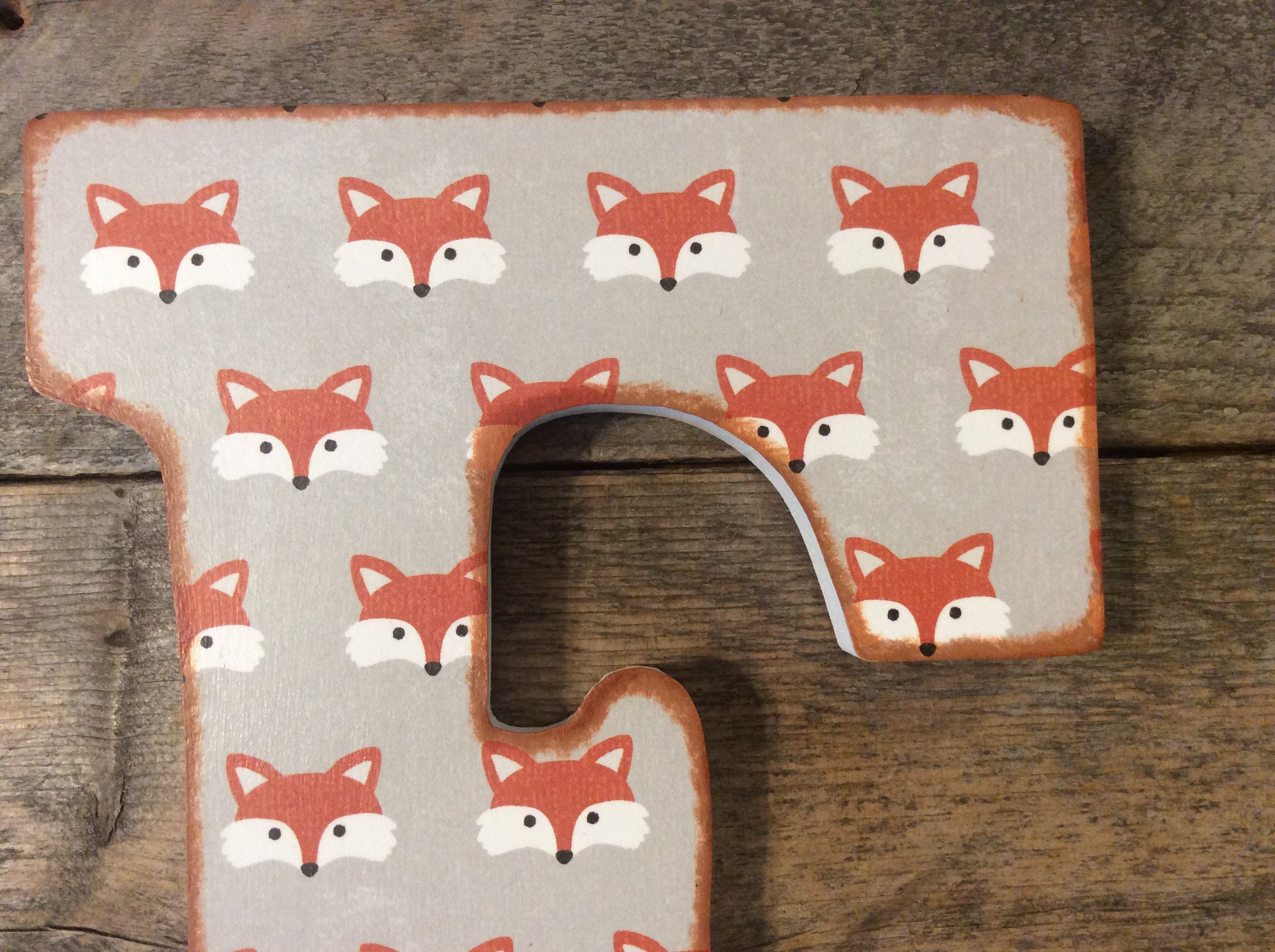 9 Inch Letter Wooden Letter Decor Foxes Baby Nursery Etsy