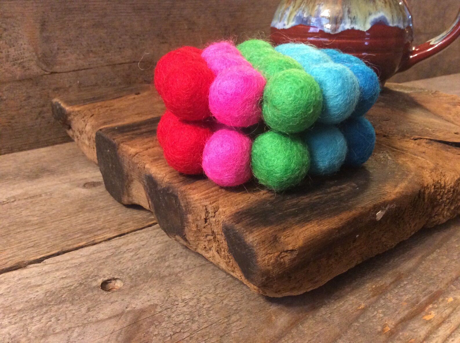 Set of 2 Wool Felt Ball Coasters Thick & Chunky Coasters Etsy
