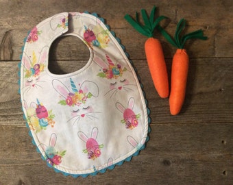 Easter Bib | Bunny Unicorn Bib | Baby & Toddler Bib | Easter Basket | Baby 1st Easter | Baby Shower Gift | Adjustable | Ready to Ship