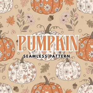 Halloween Seamless Pattern | Cute Floral Pumpkins Digital Paper | Fall Floral Halloween Background | Floral Seamless File for Sublimation