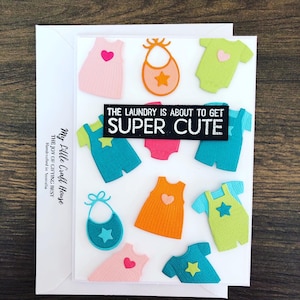 New Baby Congratulations Card. New Parents. Baby Boy. Baby Girl. Neutral Card. Handmade. Laundry. Baby Shower.