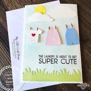 Baby Laundry Card. New Baby Congratulations Card. Handmade Greeting Card. New Parents. Mum/Dad to be.