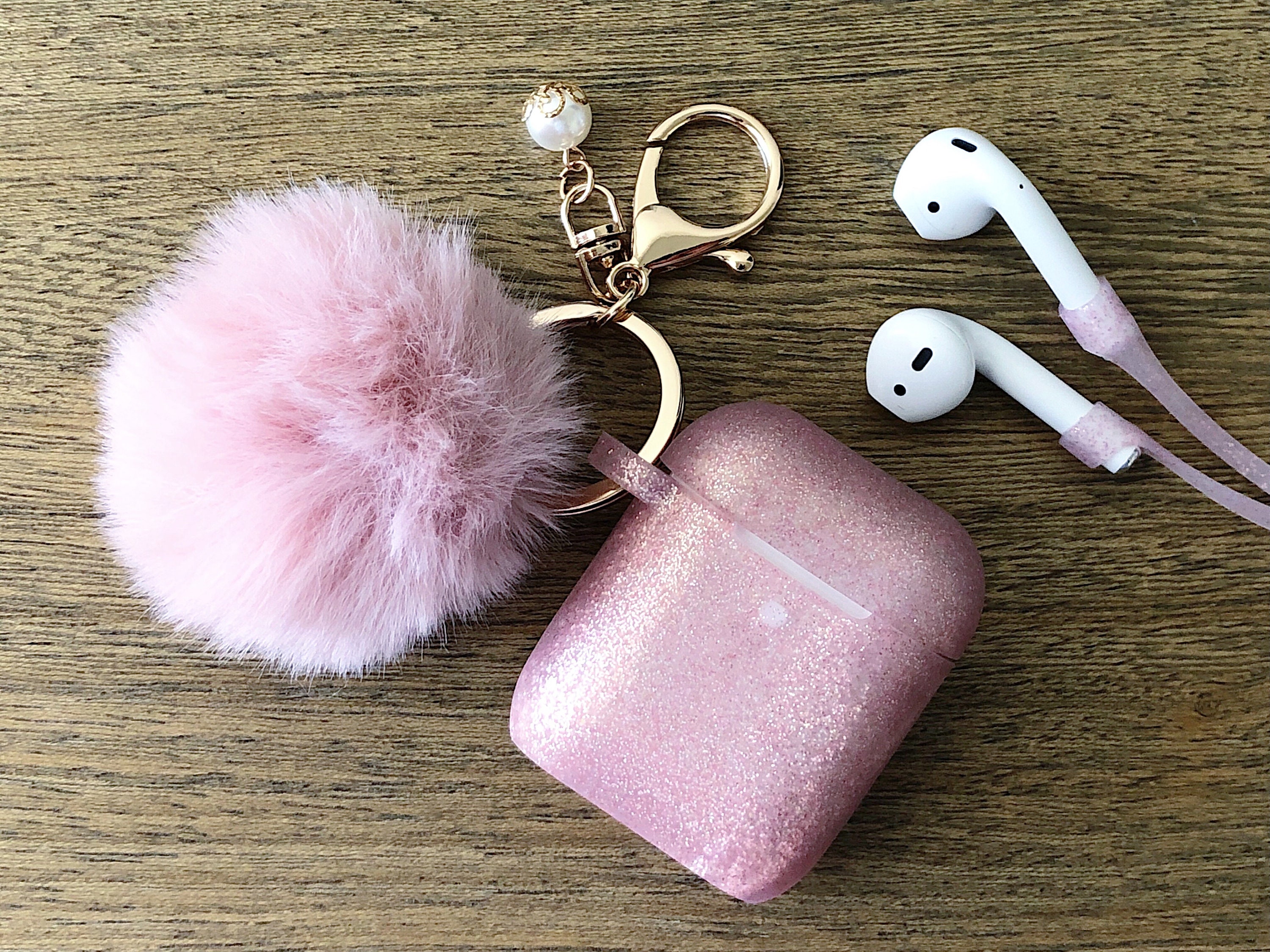 Rose Gold Airpods Case Silicone With Keychain, Neck Running Strap, Pr…