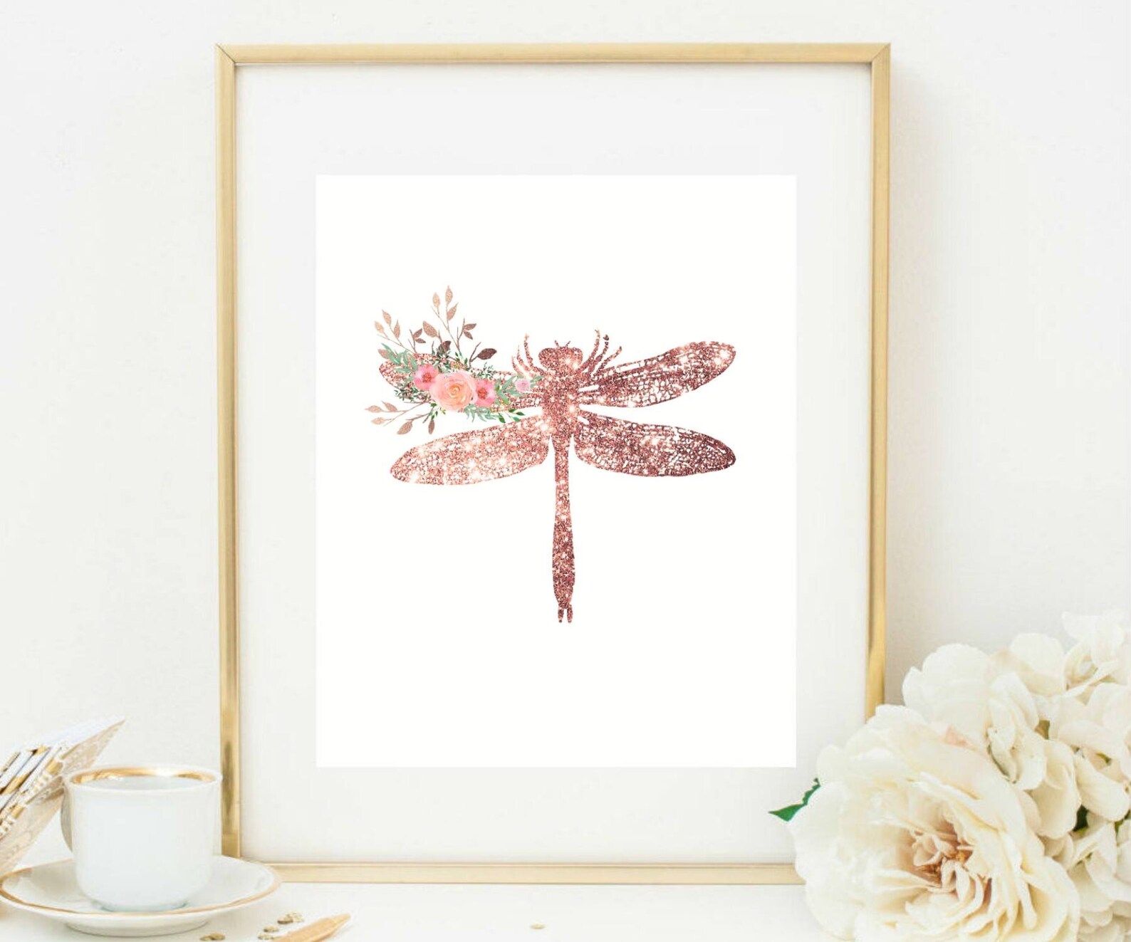 Glitter Dragonfly Clipart Set rose Gold Transparent Luxury | Etsy Australia