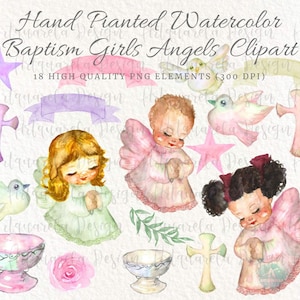 Watercolor Angel Baptism clipart Girl,Baptism elements Christian baptism Clipart, Baby girl  First Communion, Holy Spirit,Commercial Use