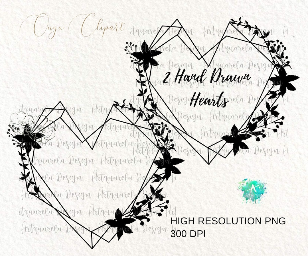 Hand Drawn Heart Frame Clipart, Black Outline (PNG Digital Download) - Etsy, image size:1080x900