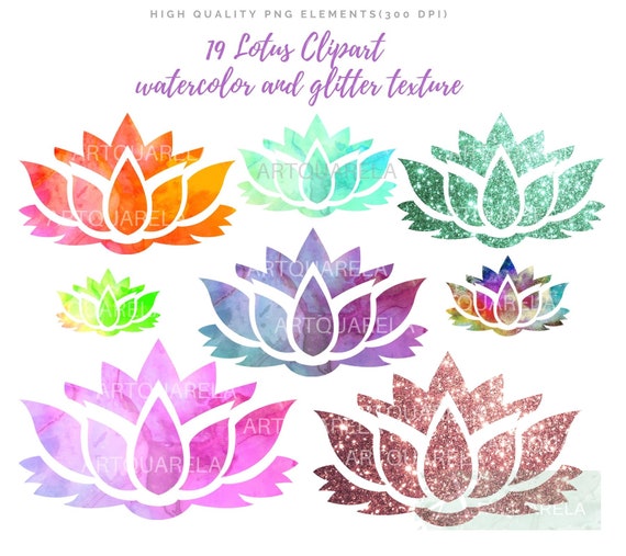 Lotus Flowers Clipart Setwatercolor Lotus Pngyogabuddhism Etsy