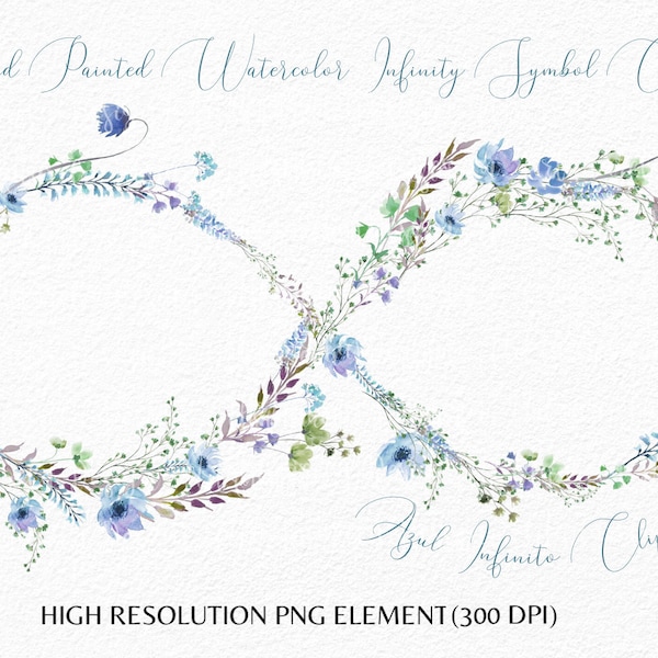 Watercolor Floral Infinity Symbol Clipart- infinity Love Sign png-Hand Painted Watercolor eternity sign -Sublimation- Wedding-Commercial Use