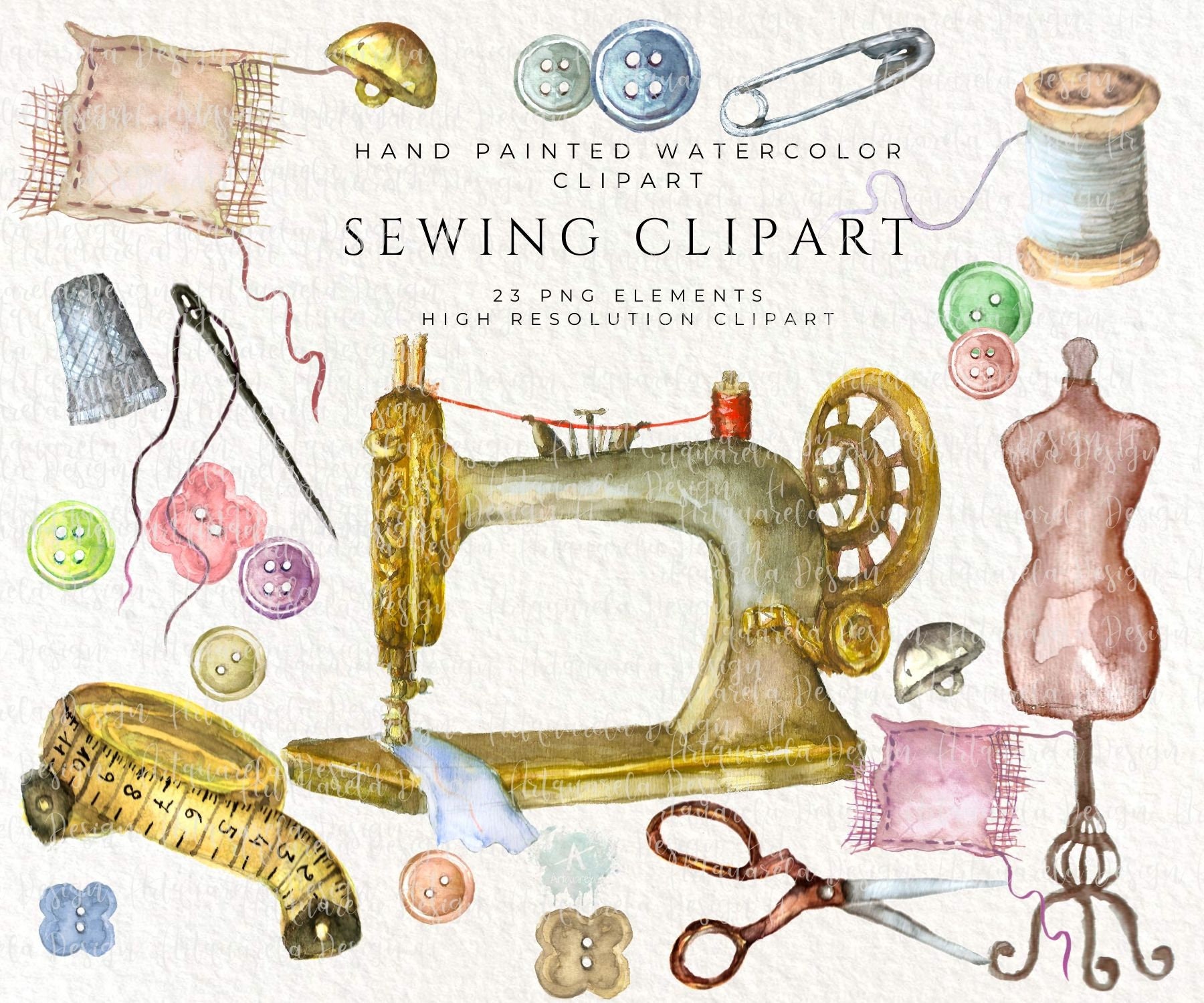 SEWING Supplies CLIP ART Set for Personal and Commercial Use