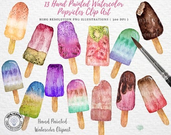 Watercolor Popsicle Clip Art: Hand-Painted Summer Food Illustrations (PNG)