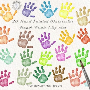 Aquarell Hände Druck Clip Art-Handgemalte Kinderhände Drucke- Bunte Hände Drucke- Sublimation- Hohe Auflösung png Kommerzielle Nutzung