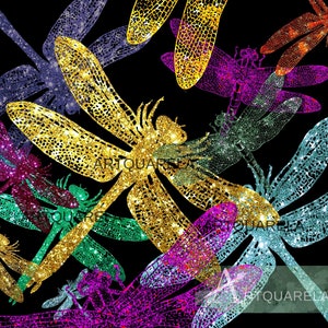 50% OFF SALE, Dragonflies Set Clipart,glitter Colorful Dragonfly,silver ...