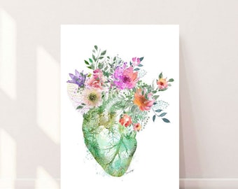 Watercolor Floral Heart Print: Modern A3 Wall Art (Digital Download)