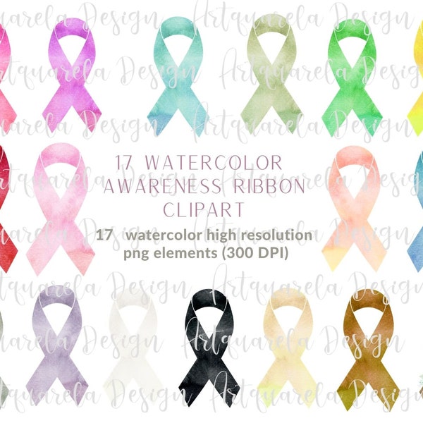 Watercolor awareness  ribbons Clipart,  World Cancer Day Clip Art png, Bullying, Aids ,Rainbow  ribbon Icons, Ribbon Digital Graphic,