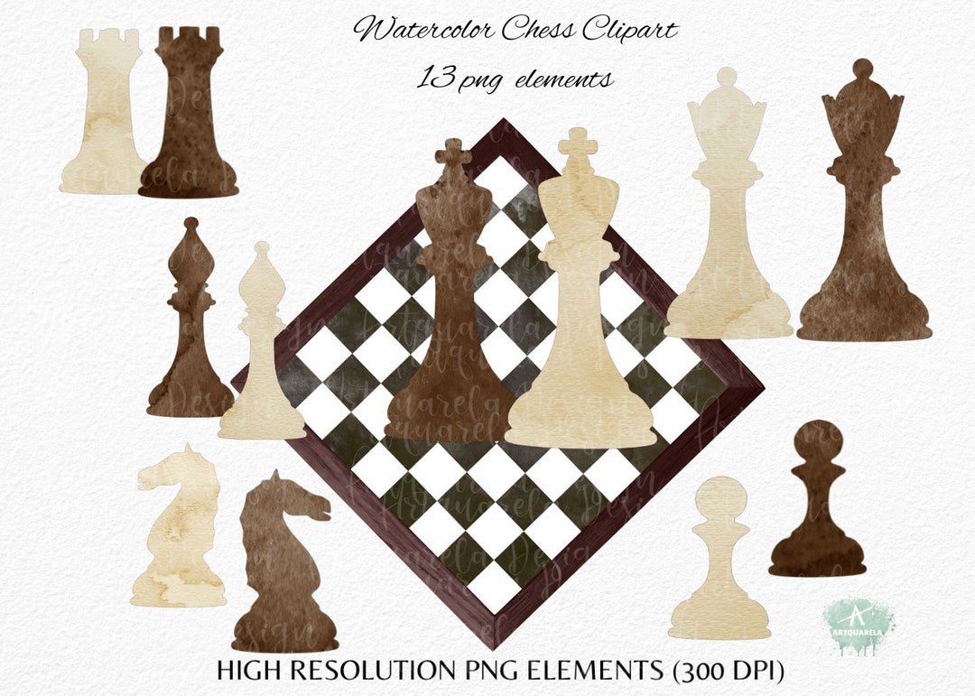 Chess clipart, Watercolor chess pieces clip art, Chess figures png