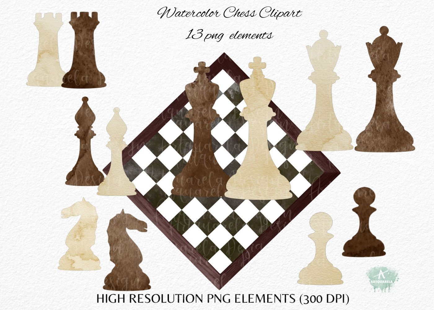 Chess Piece svg set, silhouette bundle, PNG clip art, 13 Digital files By  DigitalPrintableMe