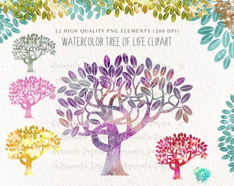 13 Tree of life  clipart Watercolor tree of life silhouette colorful trees  rainbow tree png high resolution png sublimation Commercial Use