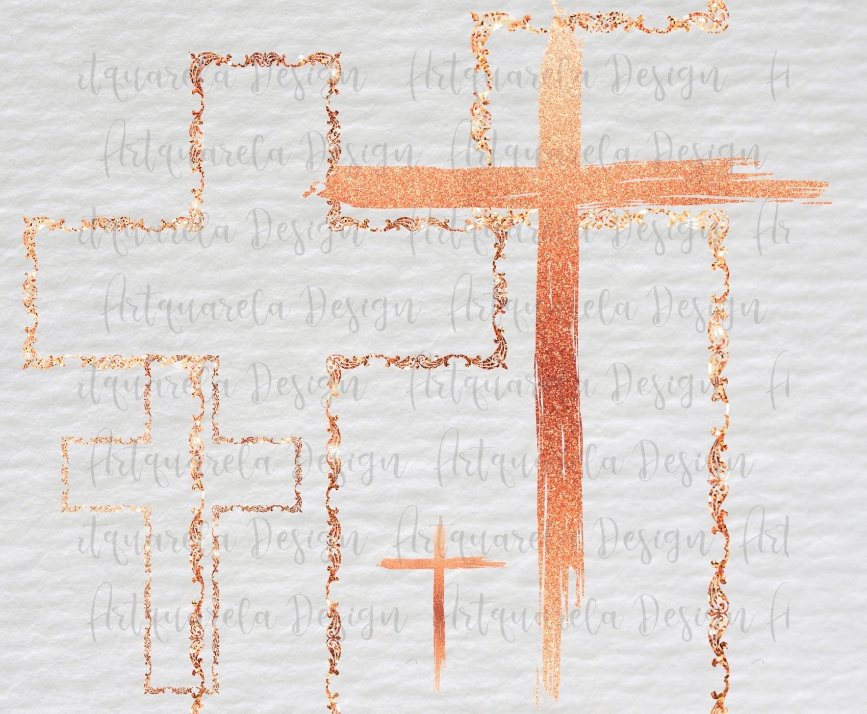 11 Rose Gold Crosses Clipartpink Glitter Cross Png Metallic Etsy UK