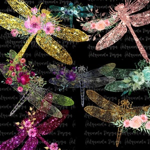 Glitter Dragonfly Clipart Set ,rose Gold Transparent Luxury Gold ...