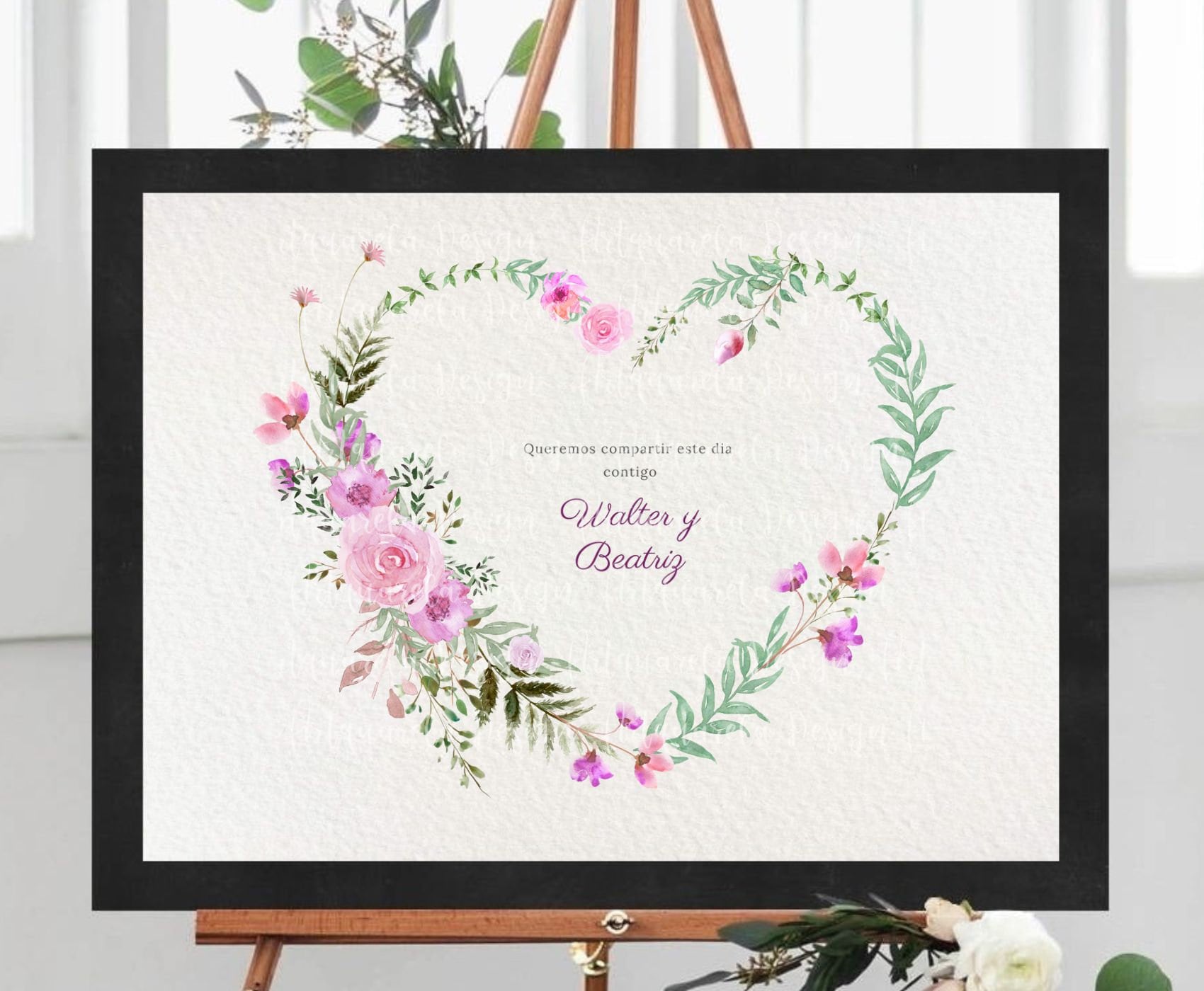 Floral Heart Wreath Clipart Watercolor Pink Roses Flowers - Etsy