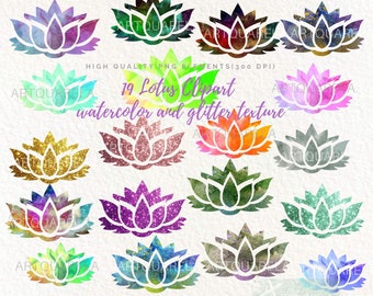 Lotus Flowers Clipart Set,Watercolor Lotus png,Yoga,Buddhism Clipart ,Gold foil Lotus Clip Art, Sublimation,Lotus Flower logo Commercial Use