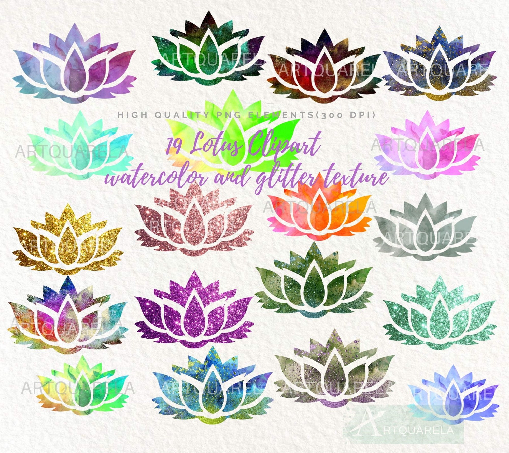 Lotus Flowers Clipart Set,Watercolor Lotus png,Yoga,Buddhism Clipart ,Gold foil Lotus Clip Art, Sublimation,Lotus Flower logo Commercial Use