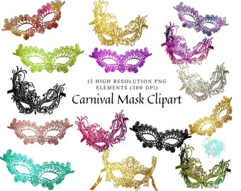 Carnival Mask Clipart png,Lace mask, Rose gold  glitter silver, black mask,Watercolor Mask,Sublimation,Instanst download Commercial Use