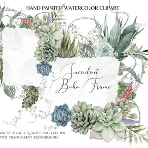 Watercolor Greenery Frame PNG Succulents Frame Clipart  Greenery Frame Foliage Eucalyptus frame Premade Frame Trendy Design  Digital Clipart
