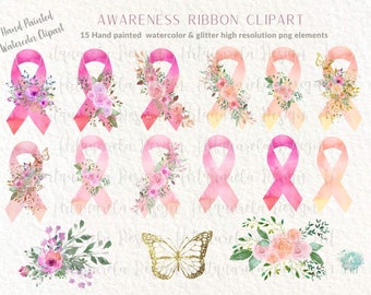 Awareness Ribbon Clipart: Herz-Brustkrebs-Symbol (PNG)