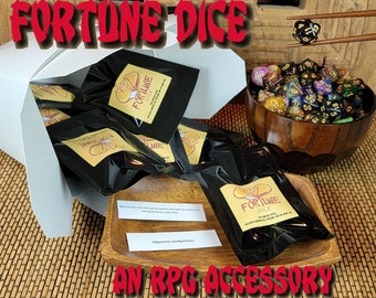 Dados de la Fortuna: un dado poliédrico aleatorio, un dado de la fortuna con temática de juegos de rol de fantasía, ideal para usar en el juego. Un regalo perfecto para juegos de rol de mesa.