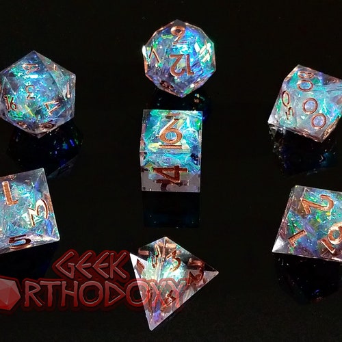 Sharp Edge Dice Full Set With Inclusions Prismatic Magical Etsy