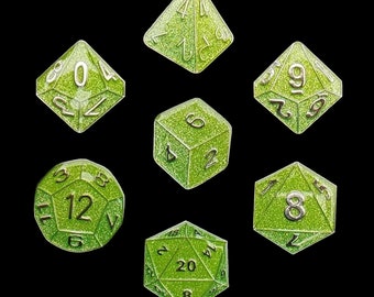 Polyhedral Dice Pins-Set of 7 - Green