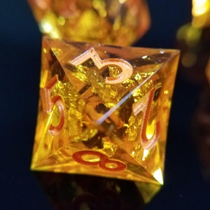 Sharp Edge Dice  Orange Full Set with Inclusions for D&D image 6