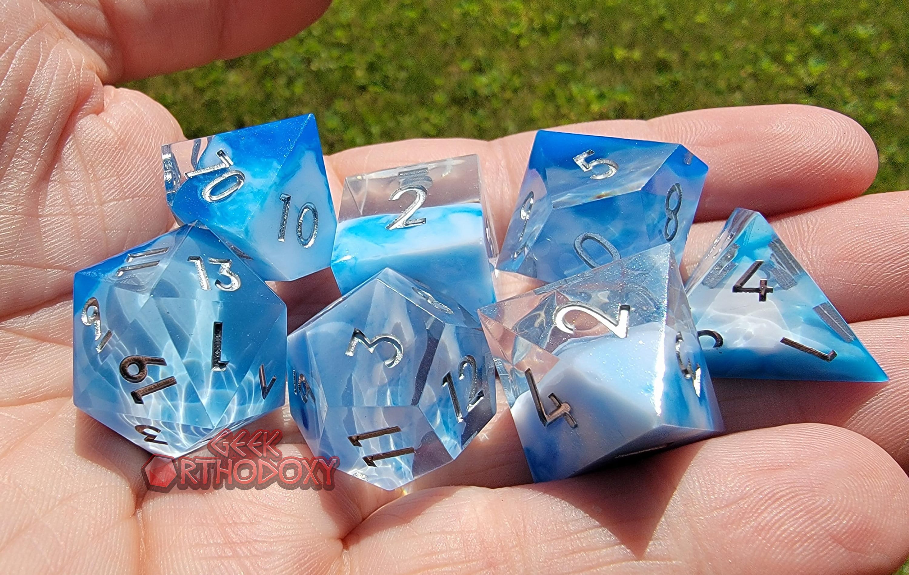 Blueberry Cream Sharp Edge Dice Set:Polyhedral Resin Dice