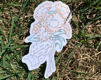 Flower Sticker/Flower Sketch Sticker/Flower Art Sticker/Flower Quote Sticker