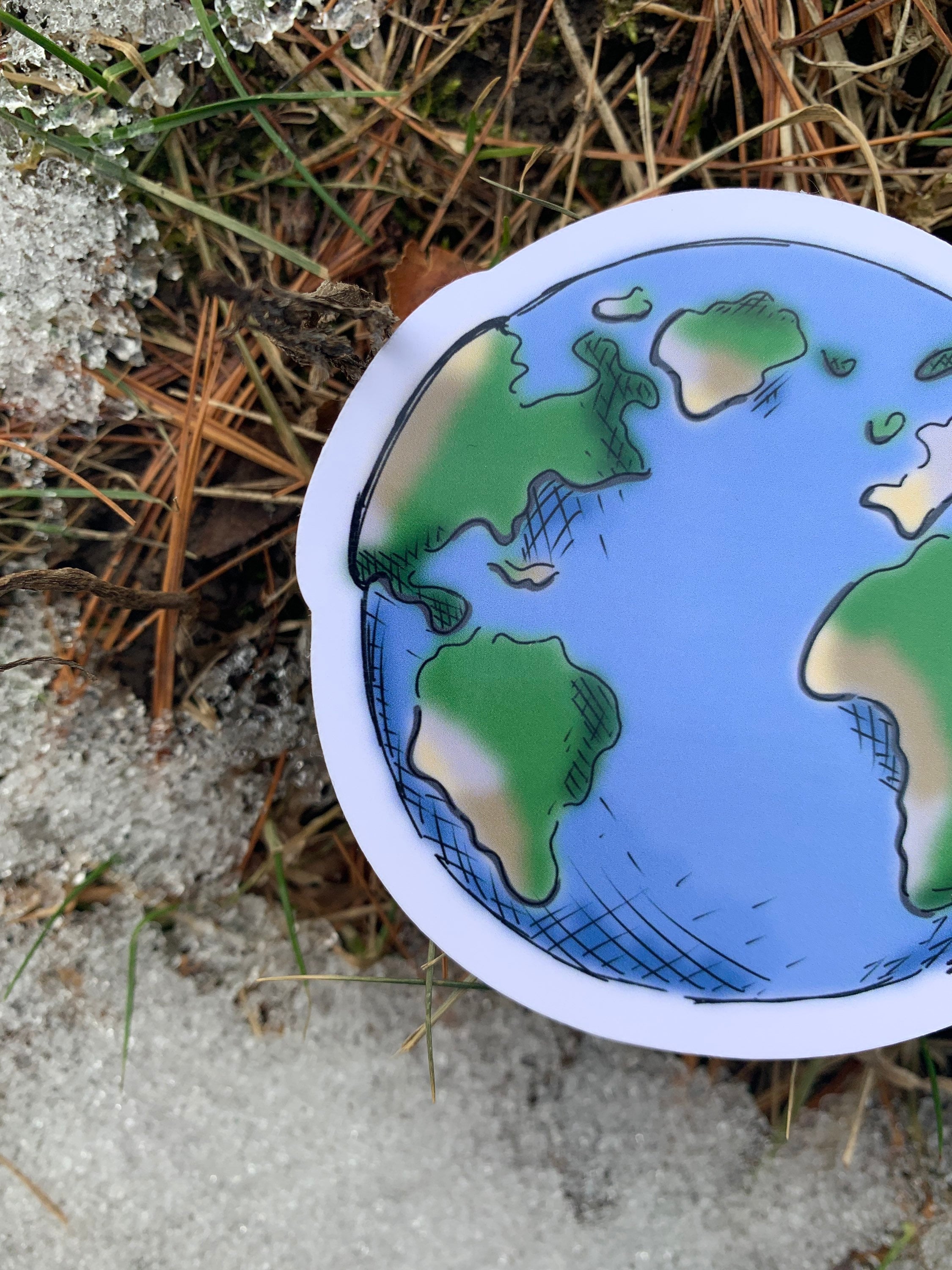 Earth Earth Sticker Earth Sketch Sticker Earth Art Sticker | Etsy