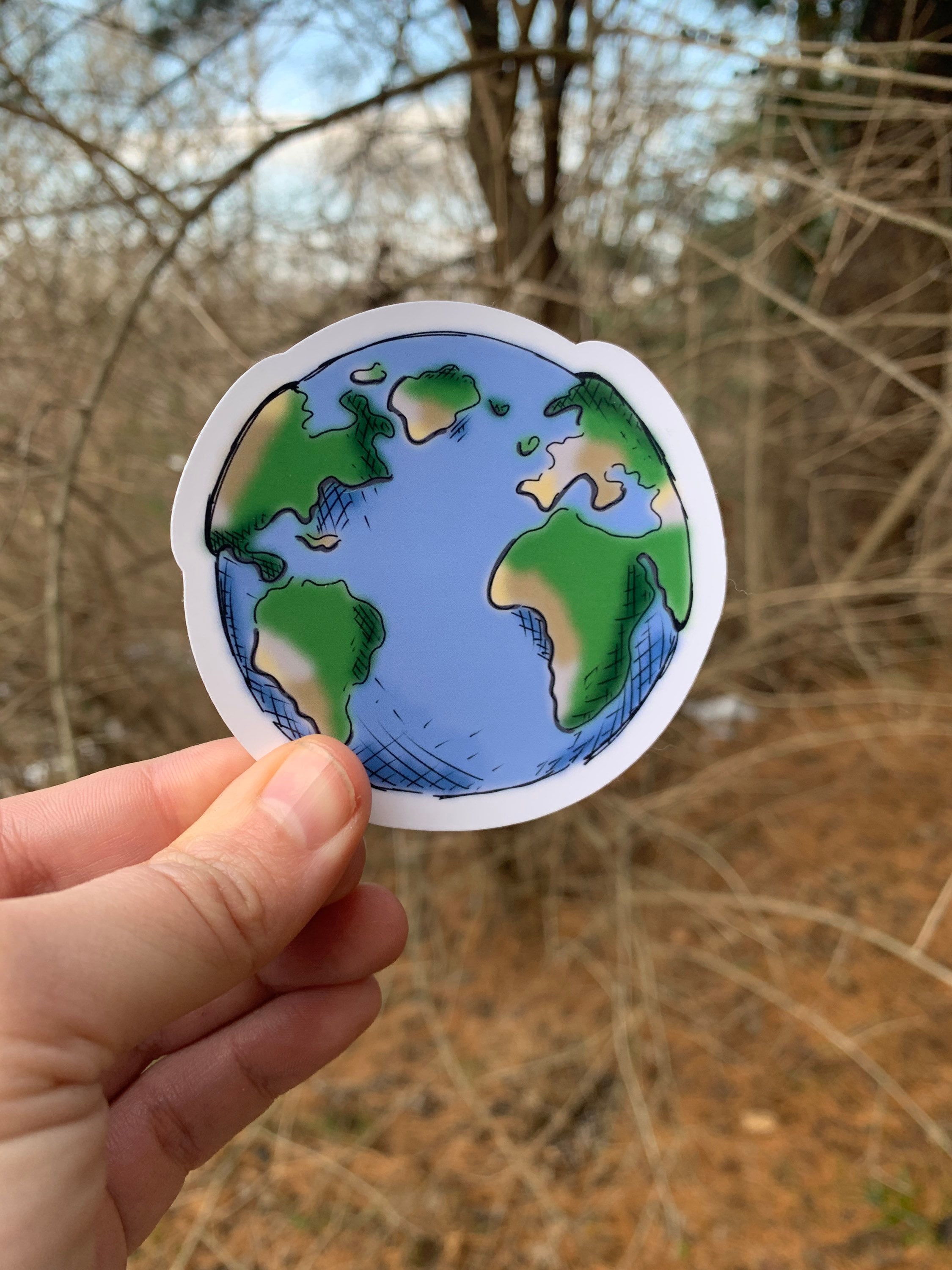 Earth Earth Sticker Earth Sketch Sticker Earth Art Sticker | Etsy