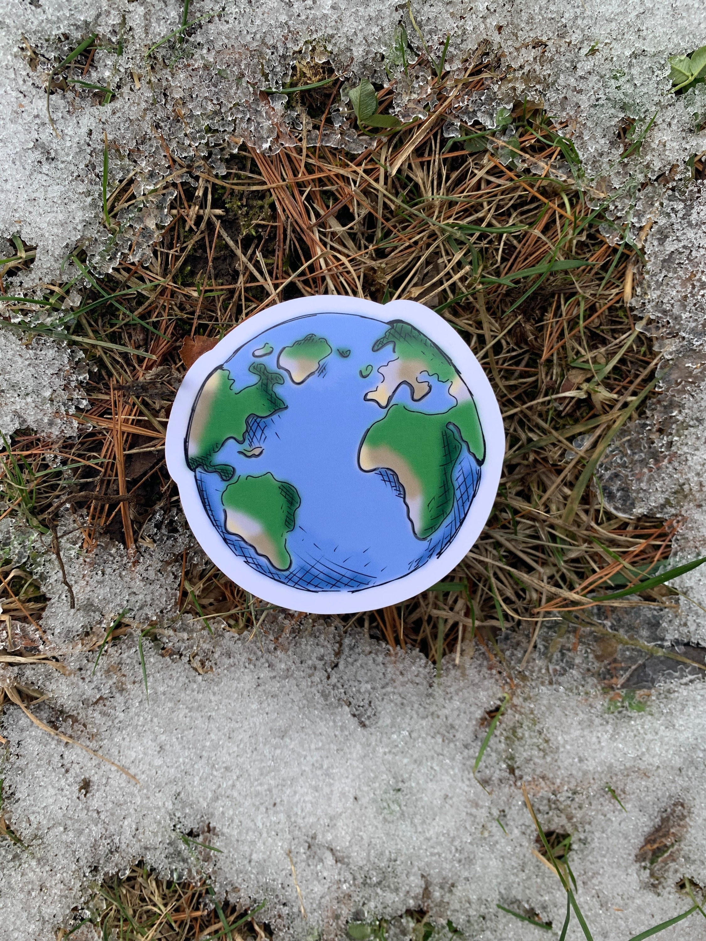 Earth Earth Sticker Earth Sketch Sticker Earth Art Sticker | Etsy