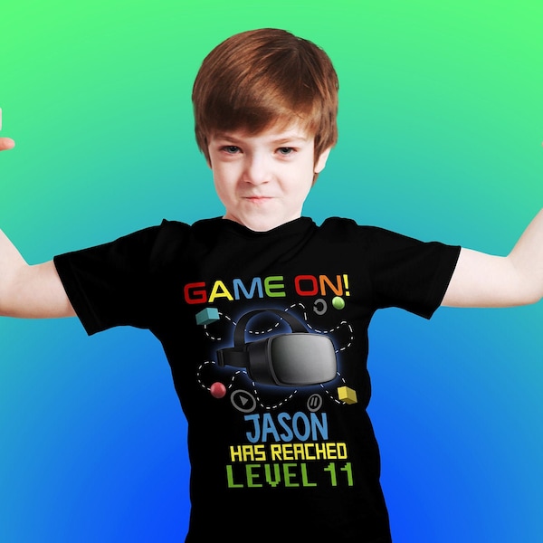 Game On Birthday, Custom Gamer Shirt, Virtual Reality Tee, Virtual Reality Party, Gamer Birthday Boy