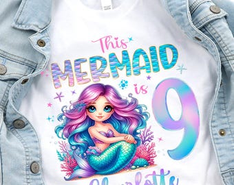 Mermaid Birthday, Mermaid Girl Party, Birthday Girl Mermaid, Matching Birthday Shirts, Custom Mermaid Birthday