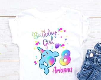 Narwhal Birthday, Narwhal Party, Narwhal Birthday Shirt, Custom Narwhal, Girl 1st Birthday, Whale Birthday